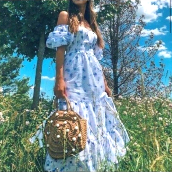 LoveShackFancy X Target Gemma White Purple Floral Dress - Picture 1 of 10